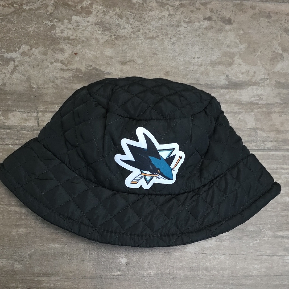 San Jose Sharks Black Quilted Bucket Hat